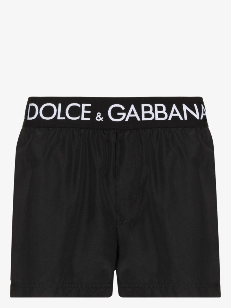 Black Logo Branded Swim Shorts