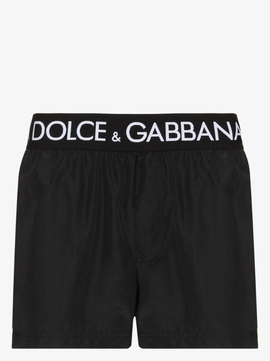 Black Logo Branded Swim Shorts