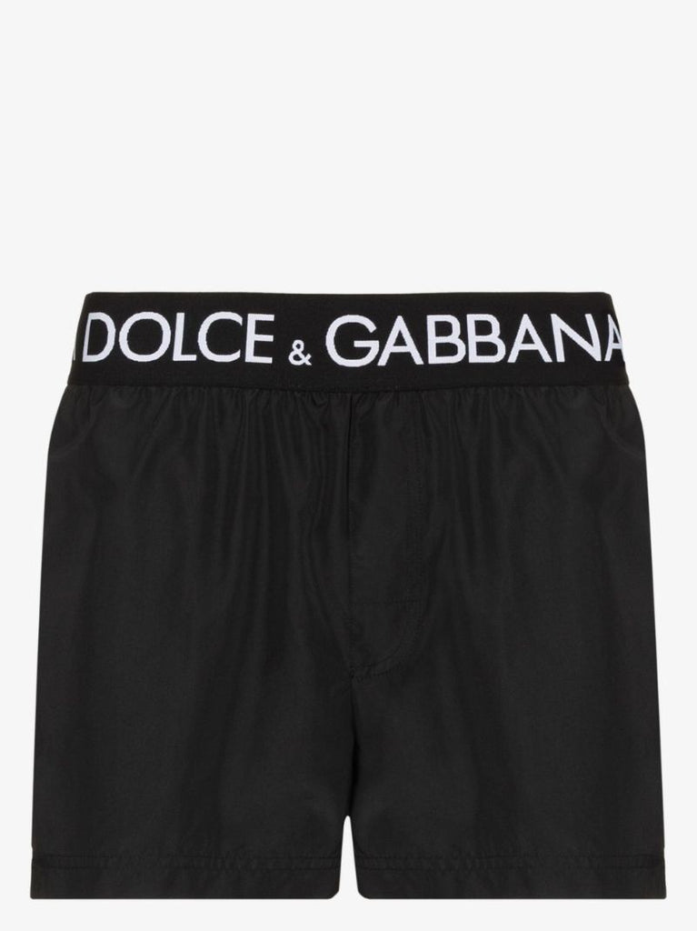 Black Logo Branded Swim Shorts
