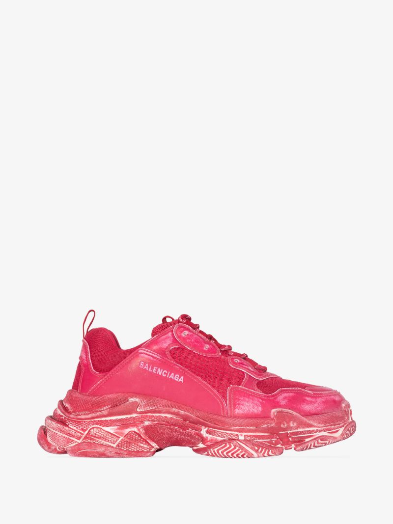 Red Balenciaga Triple S Sneakers