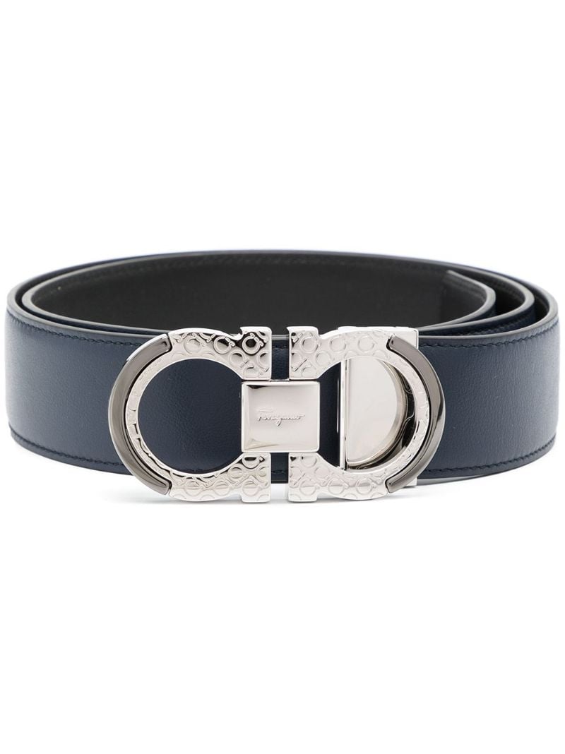 Blue Gancini-buckle Reversible Belt