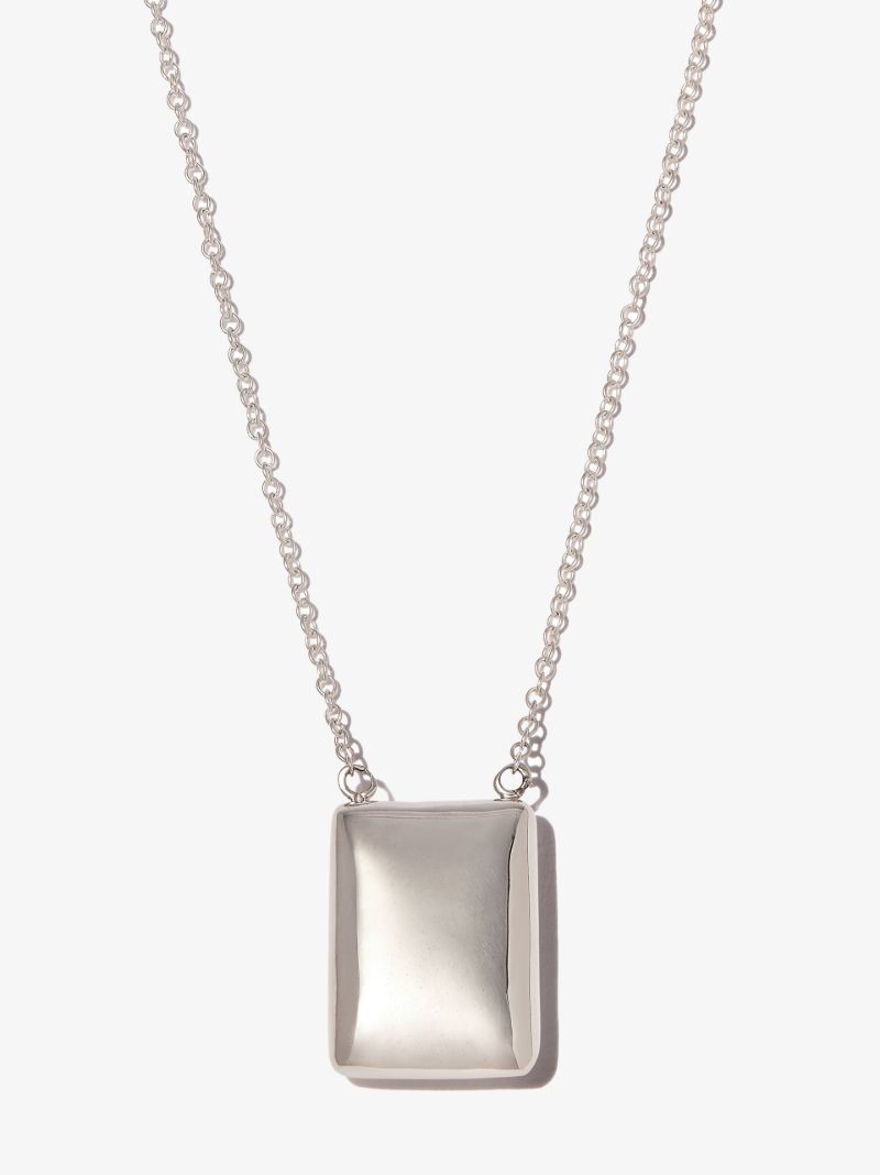 Sterling Silver Puff Tag Necklace
