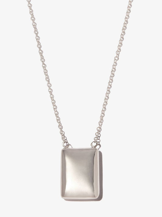 Sterling Silver Puff Tag Necklace