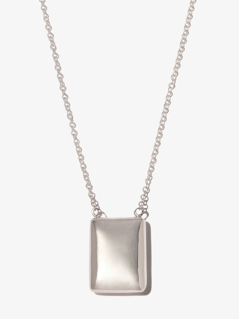 Sterling Silver Puff Tag Necklace