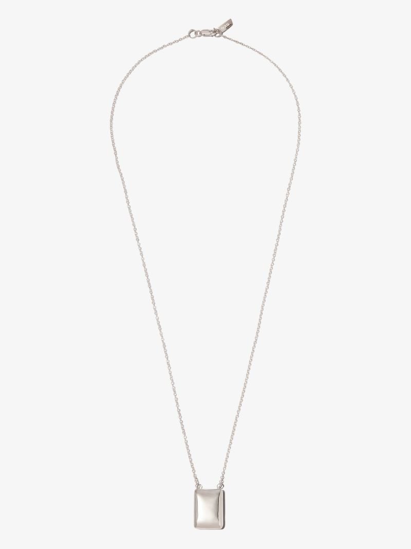 Sterling Silver Puff Tag Necklace