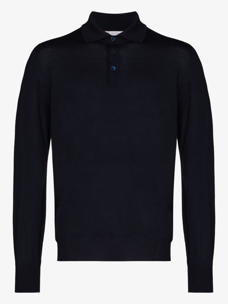 Long Sleeve Wool Polo Shirt