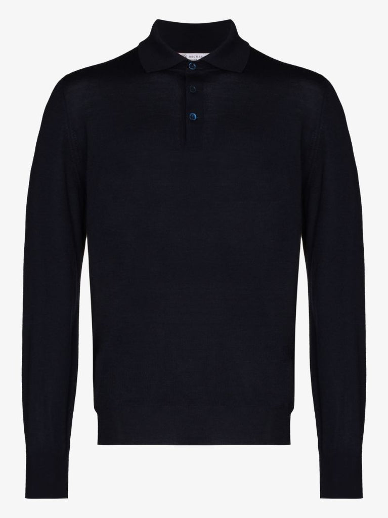 Long Sleeve Wool Polo Shirt