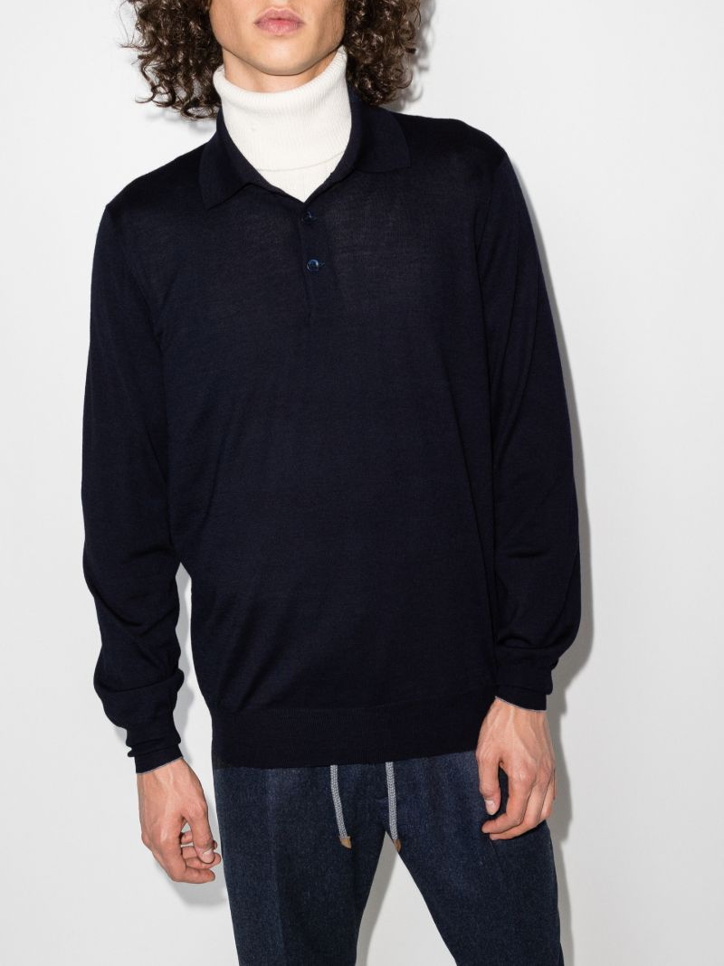 Long Sleeve Wool Polo Shirt
