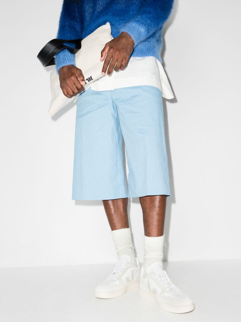 White V-10 Leather Sneakers