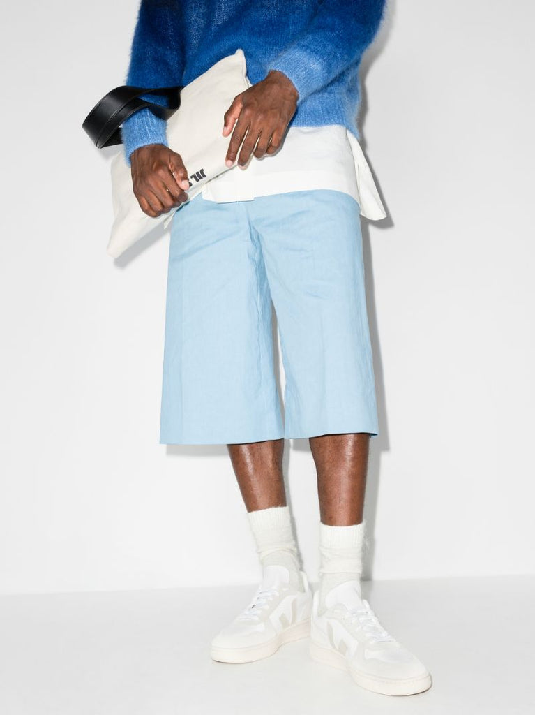 White V-10 Leather Sneakers