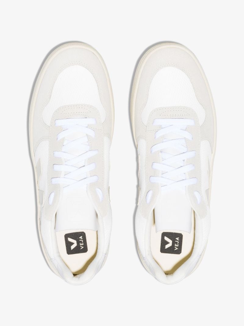 White V-10 Leather Sneakers