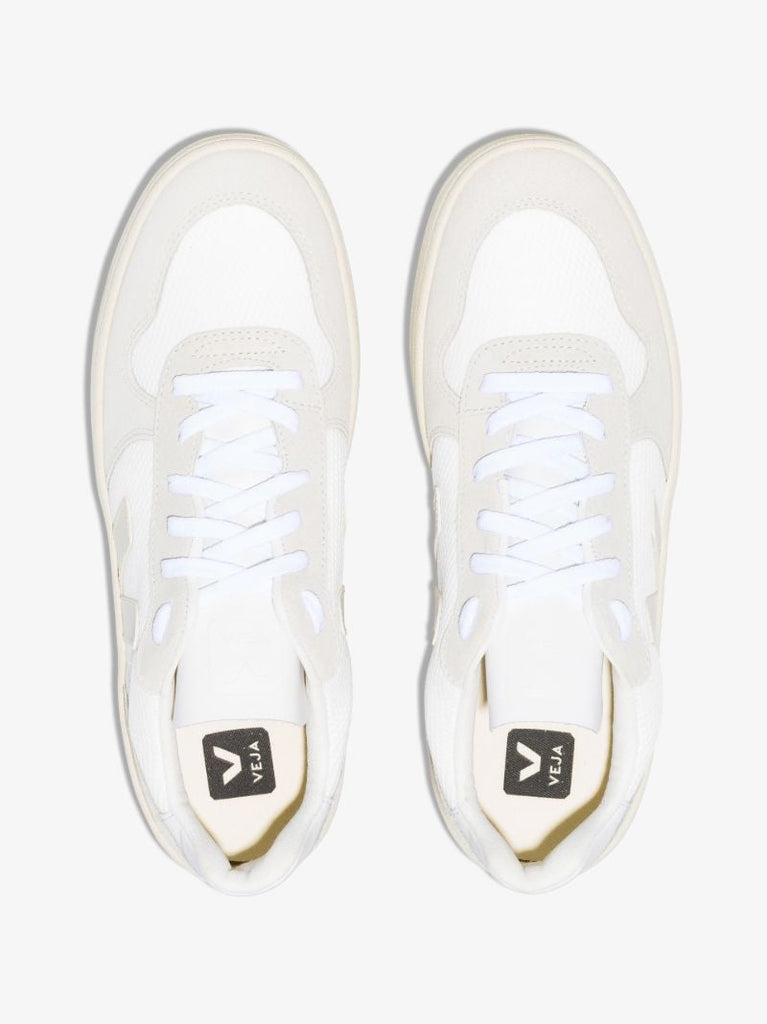 White V-10 Leather Sneakers
