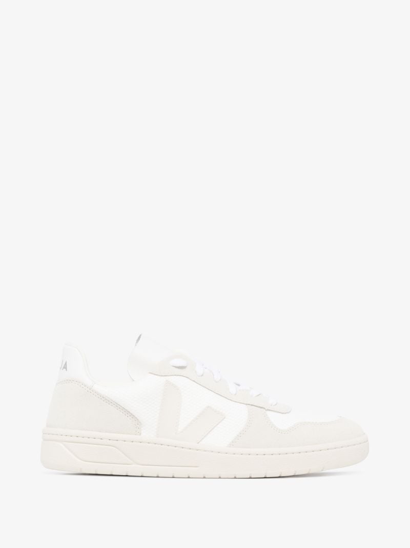 White V-10 Leather Sneakers