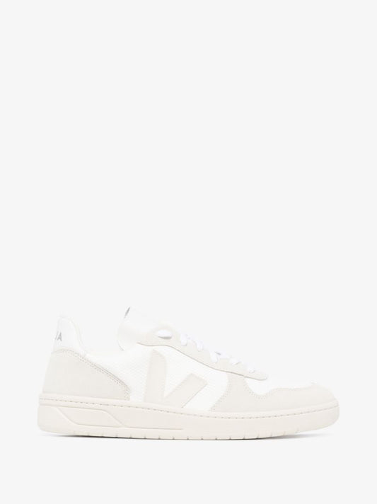 White V-10 Leather Sneakers