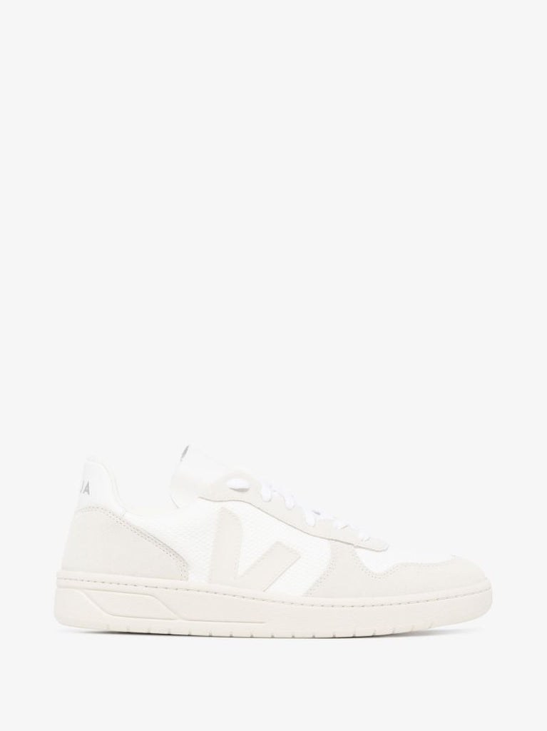 White V-10 Leather Sneakers