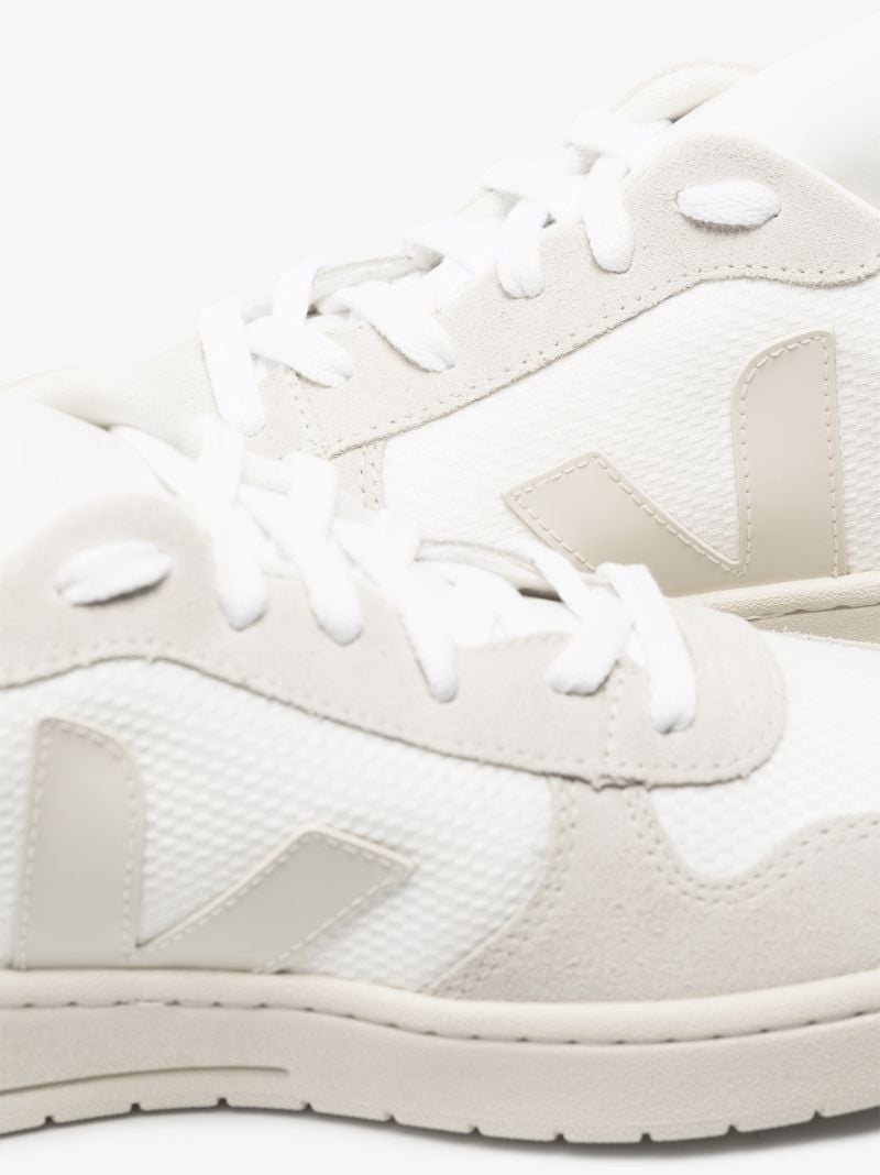 White V-10 Leather Sneakers