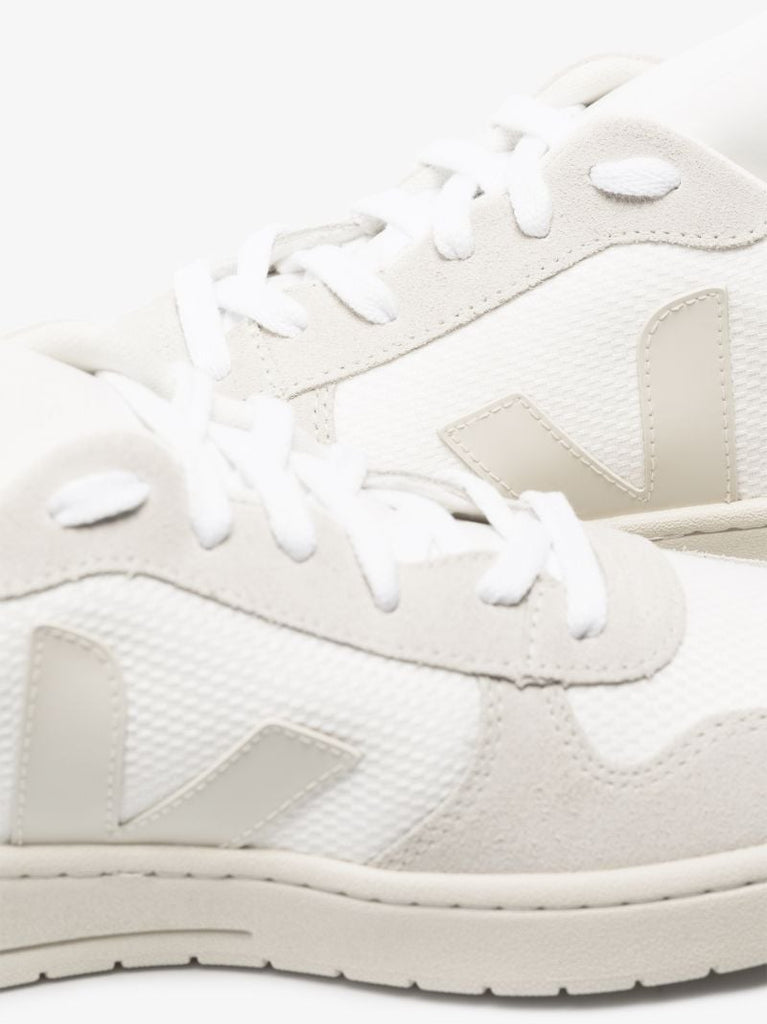 White V-10 Leather Sneakers