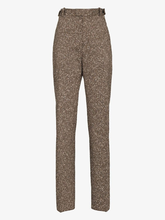 High Waist Herringbone Trousers