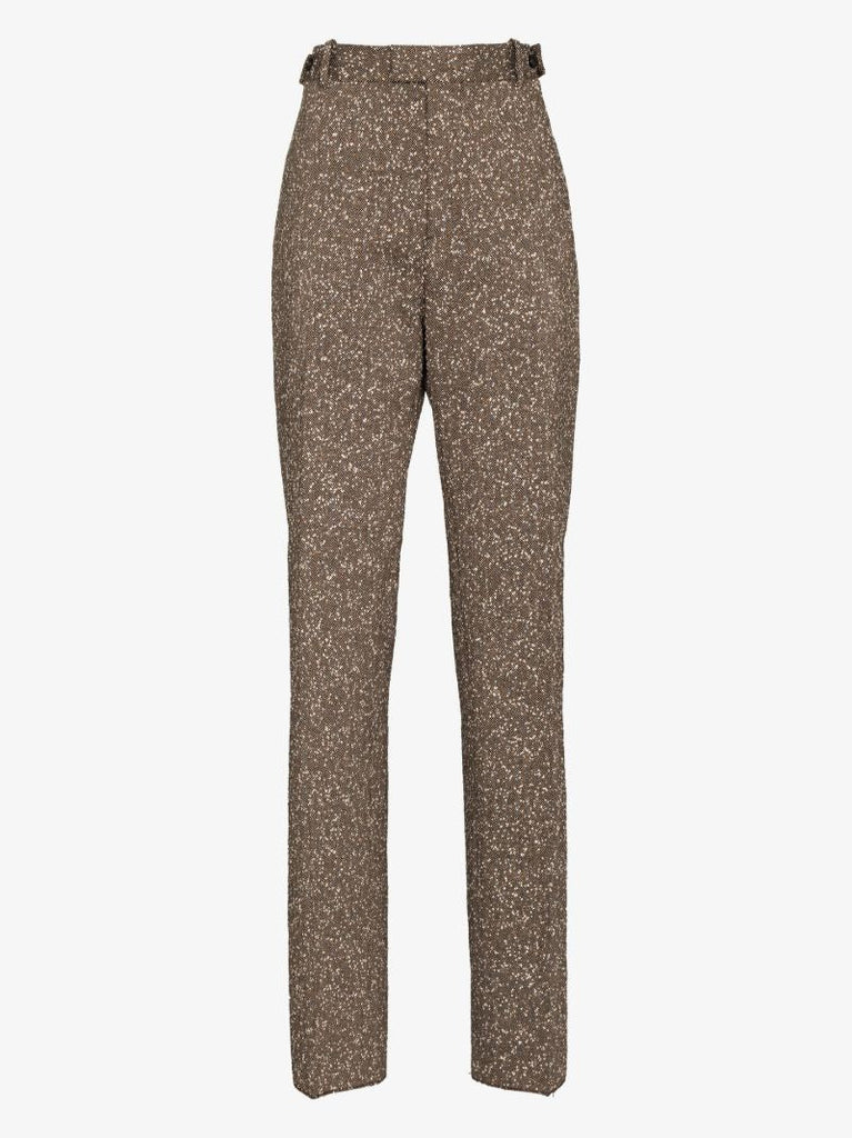 High Waist Herringbone Trousers
