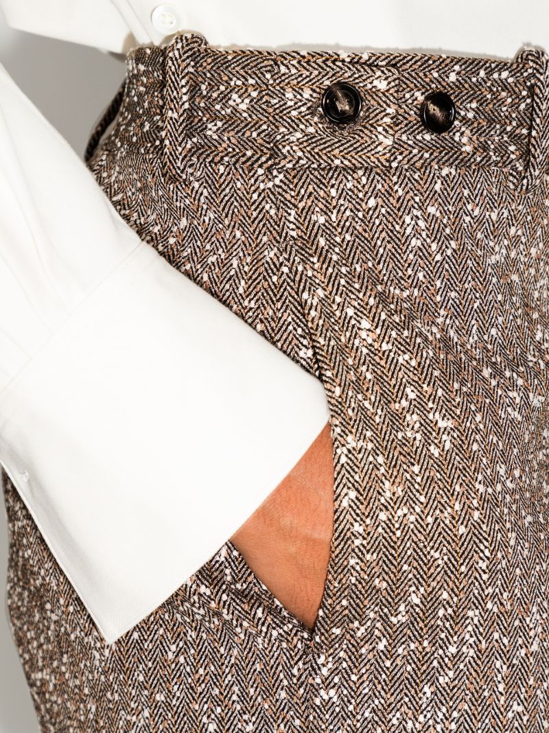 High Waist Herringbone Trousers