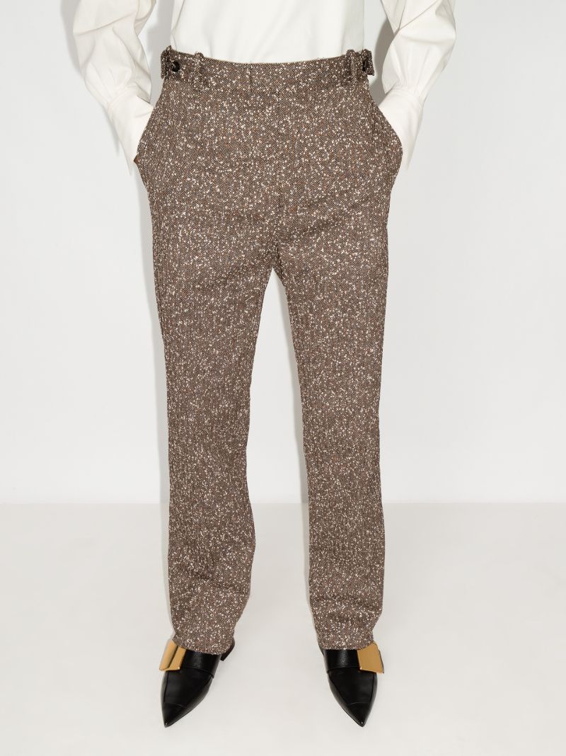 High Waist Herringbone Trousers