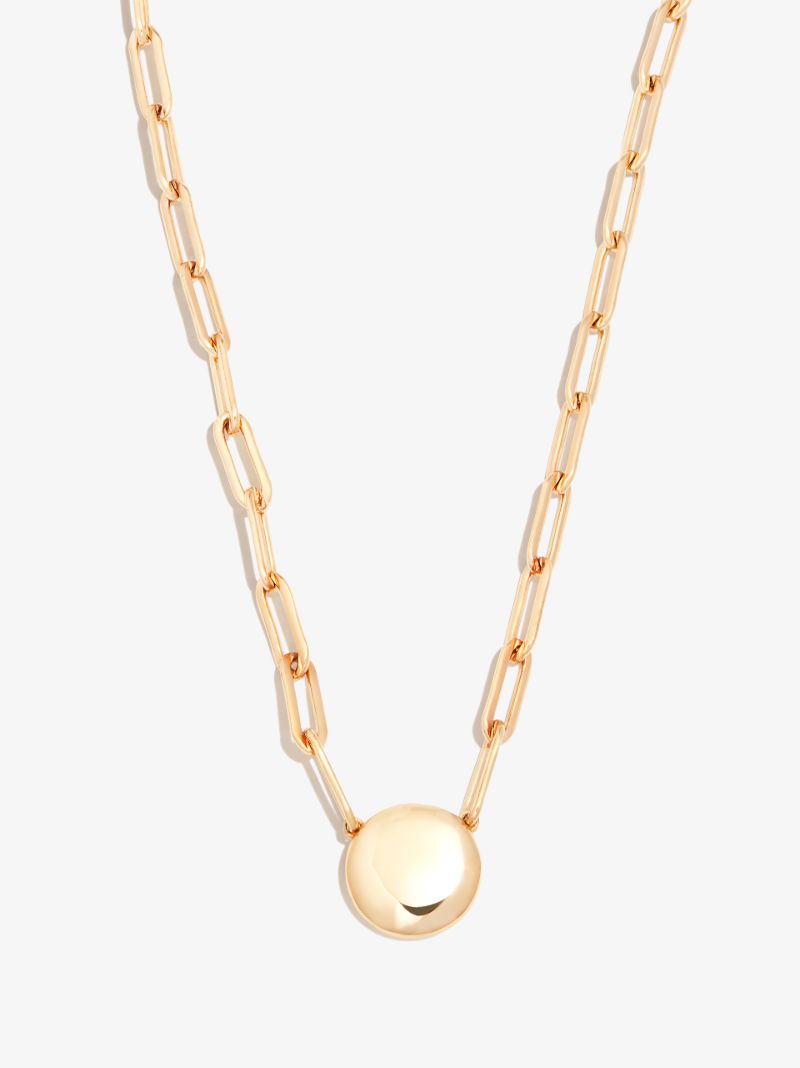 Gold Vermeil Puff Link Pendant Necklace