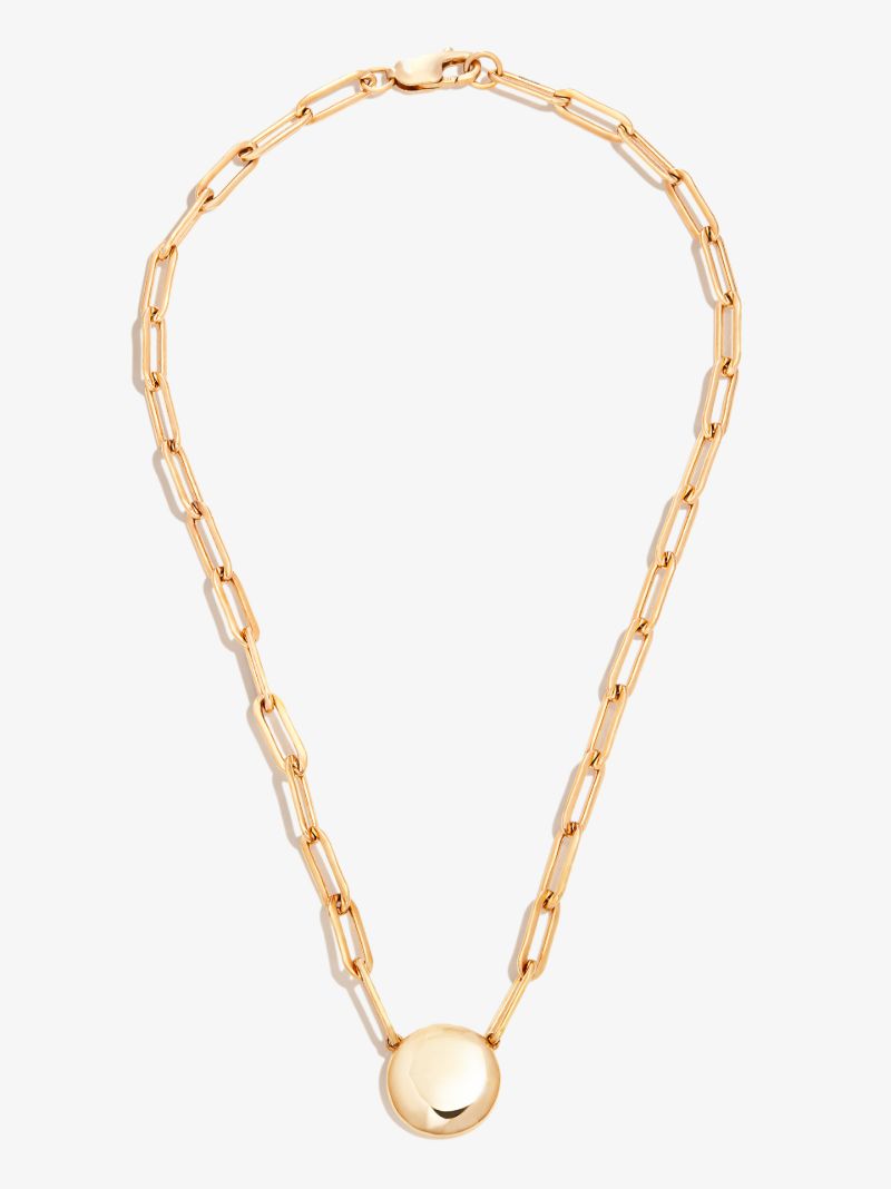 Gold Vermeil Puff Link Pendant Necklace