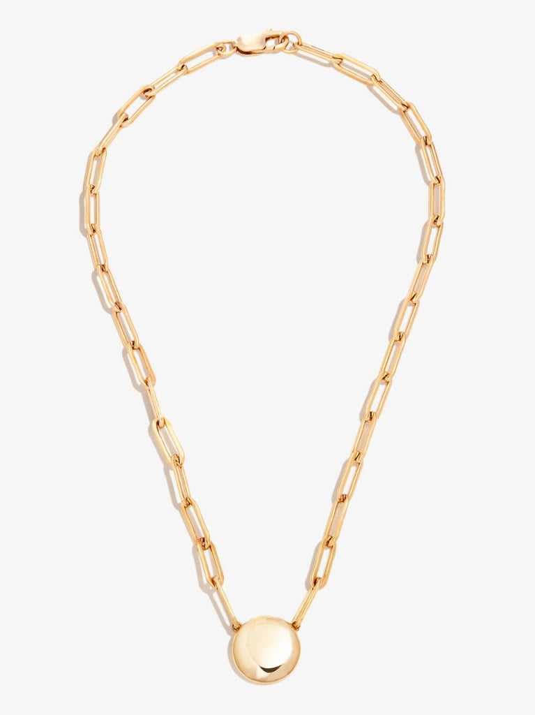Gold Vermeil Puff Link Pendant Necklace