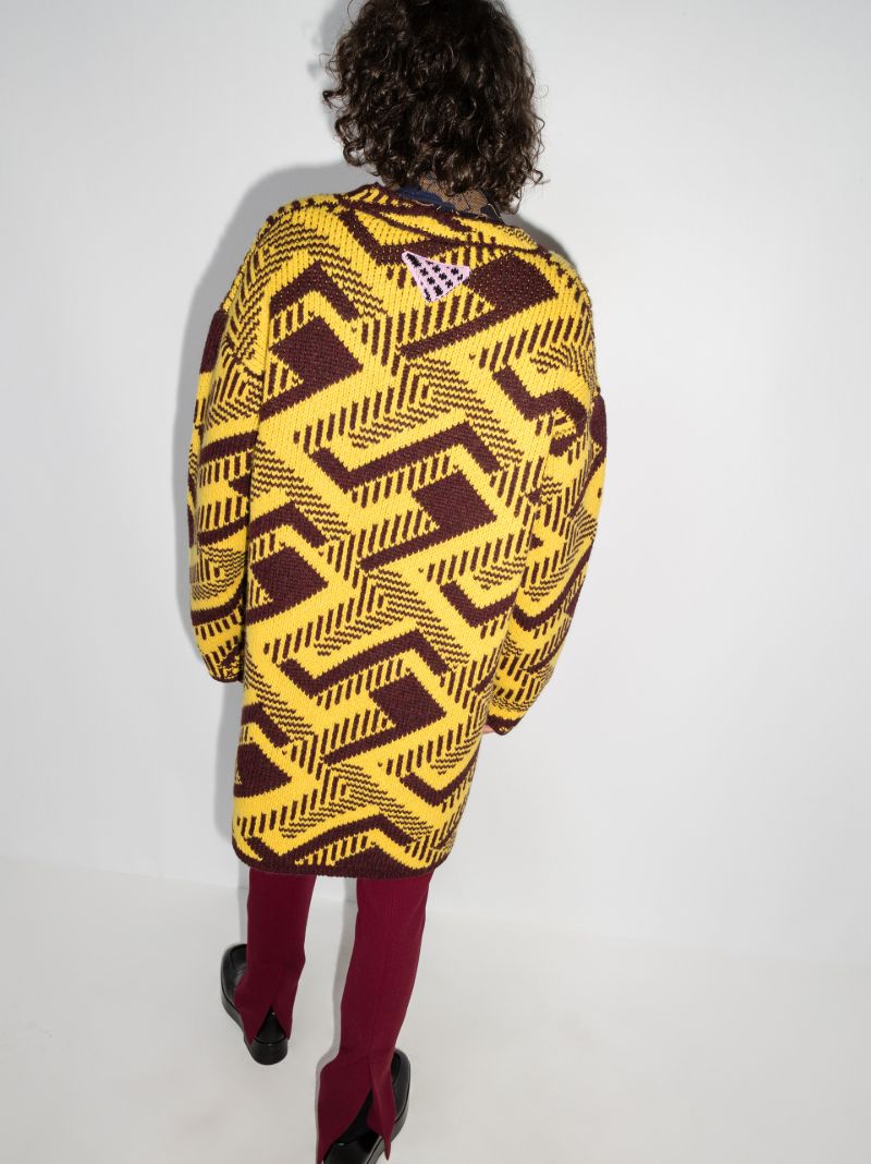 Oversized Jacquard Pattern Wool Sweater