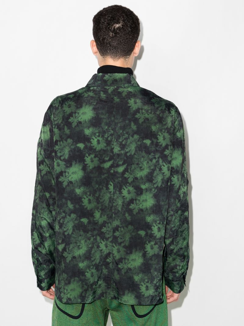 Ghost Flower Print Shirt Jacket