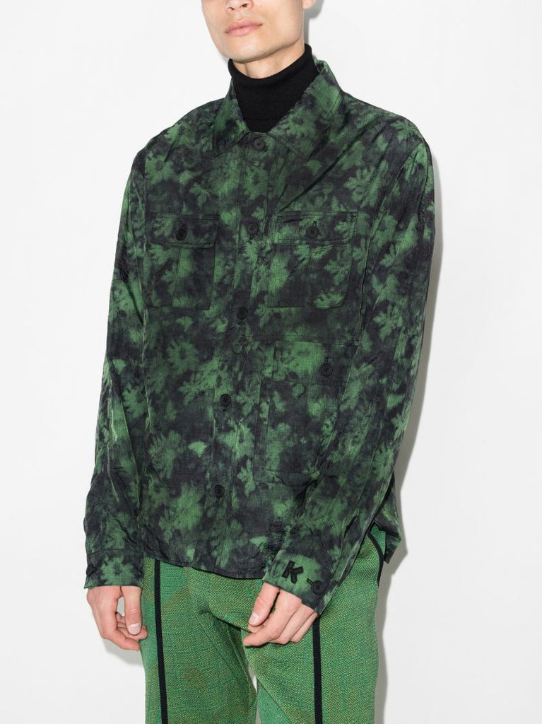 Ghost Flower Print Shirt Jacket