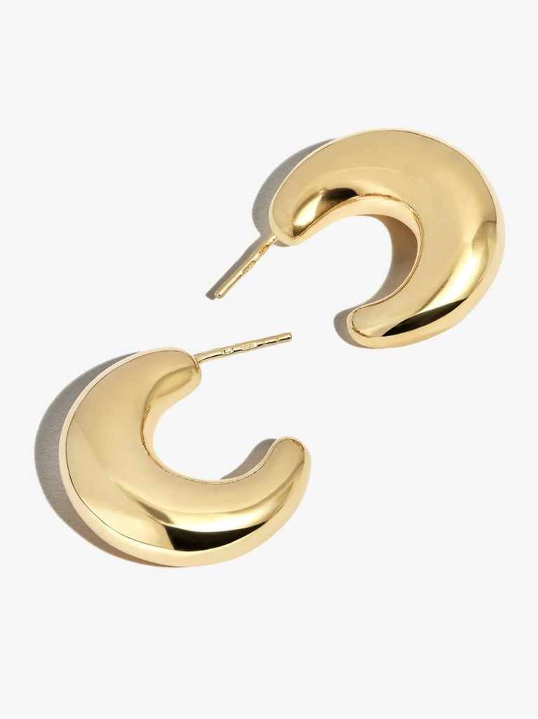 Gold Vermeil Crescent Moon Small Hoop Earrings