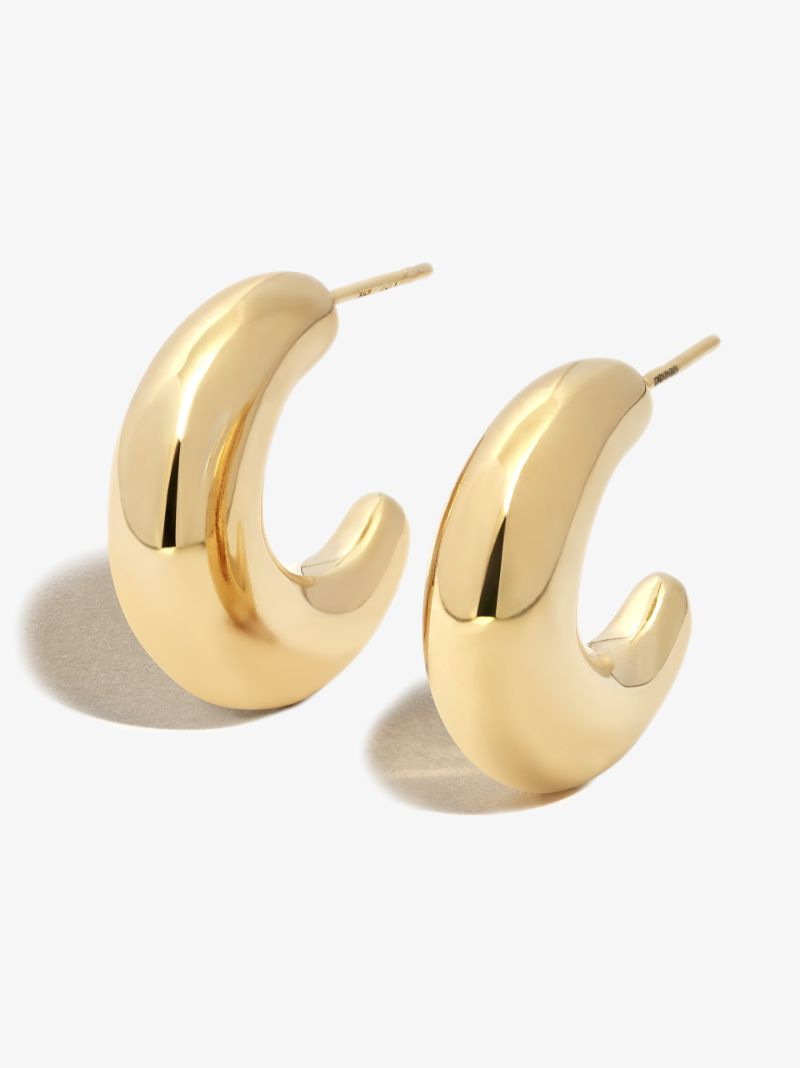 Gold Vermeil Crescent Moon Small Hoop Earrings