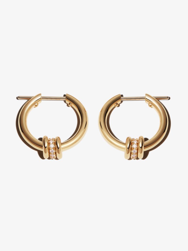 18k Yellow Gold Ara Diamond Hoop Earrings