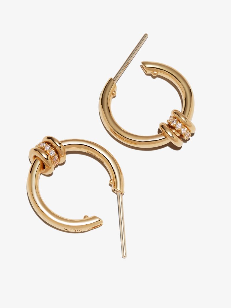 18k Yellow Gold Ara Diamond Hoop Earrings