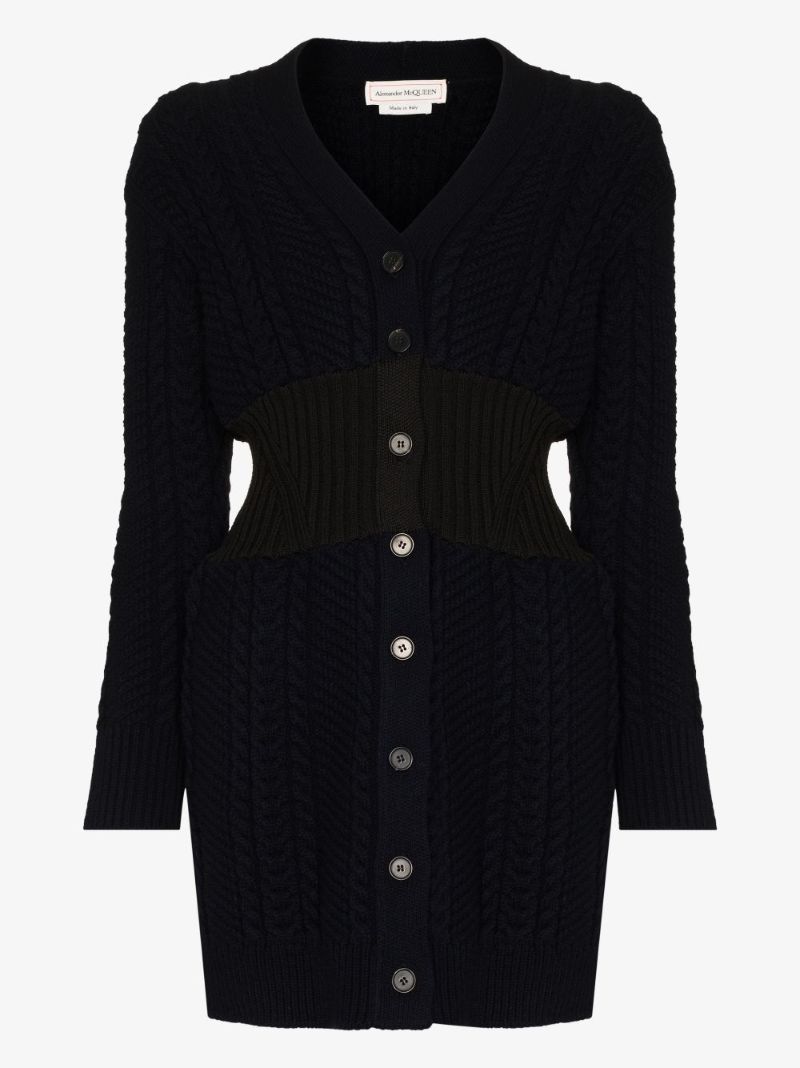 Cable-knit V-neck Cardigan