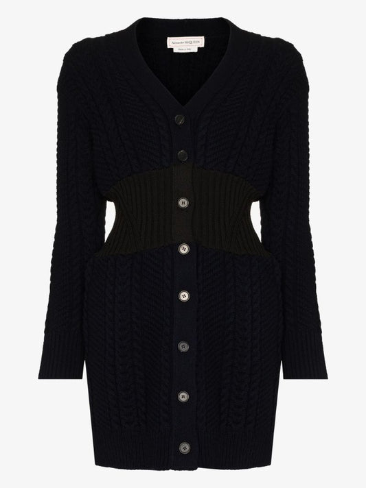 Cable-knit V-neck Cardigan