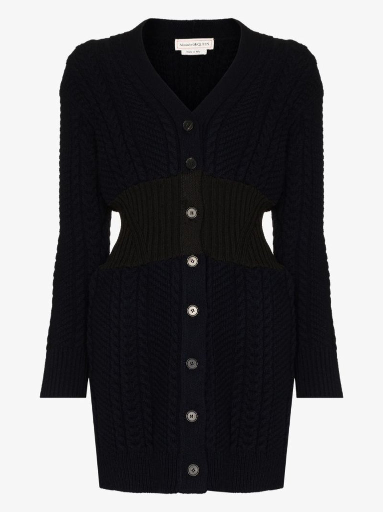 Cable-knit V-neck Cardigan