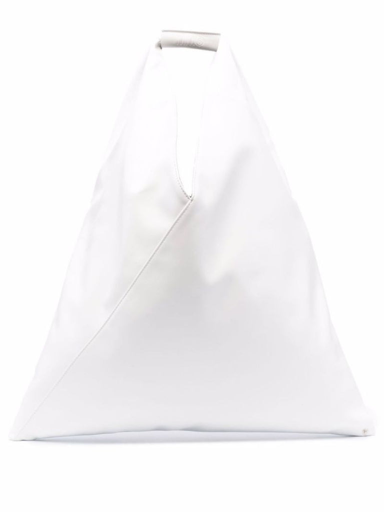 White Japanese Faux Leather Tote Bag