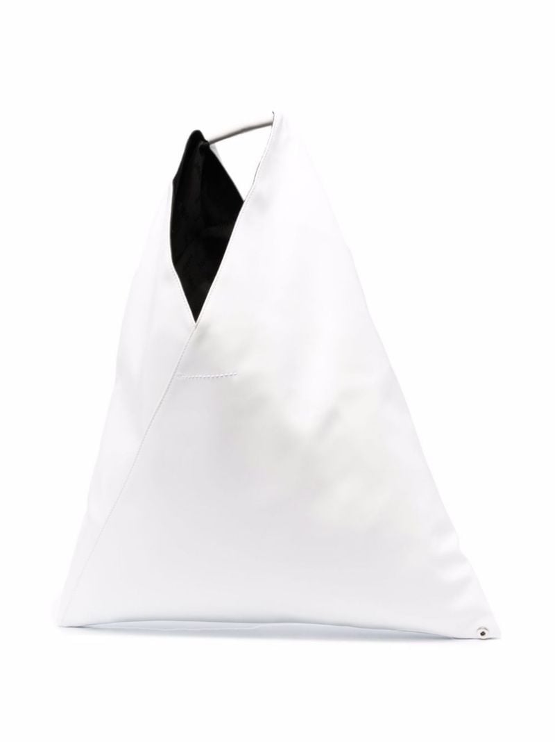 White Japanese Faux Leather Tote Bag
