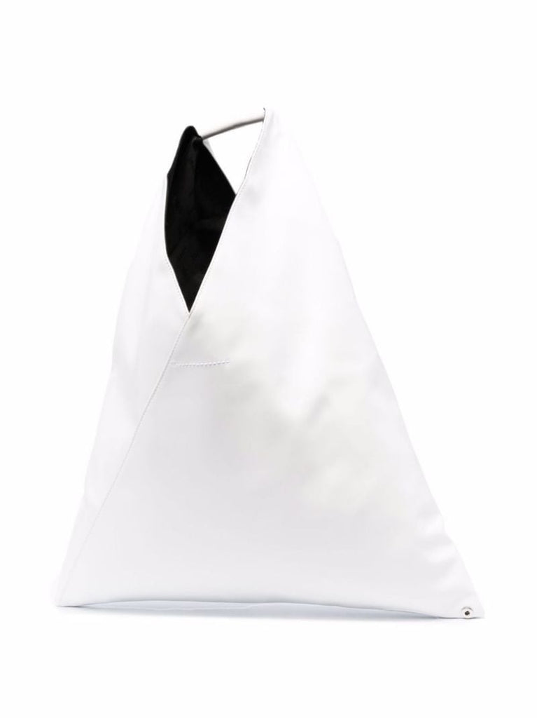 White Japanese Faux Leather Tote Bag