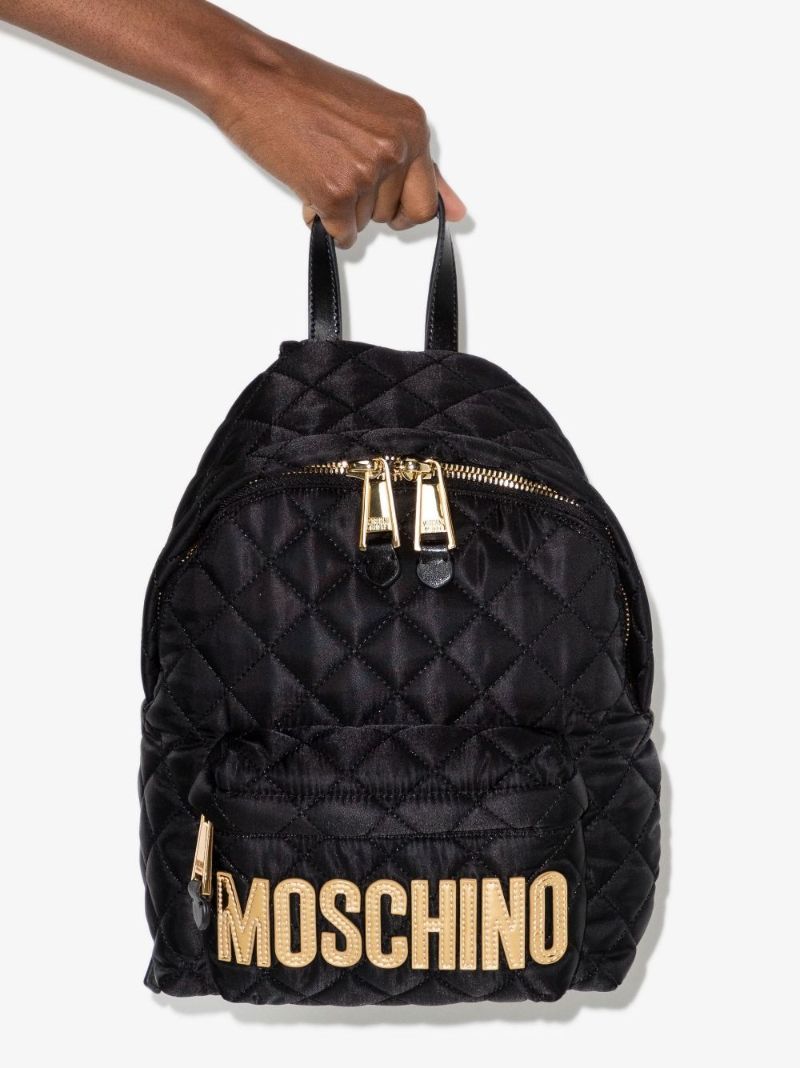 Black Mini Logo Quilted Backpack