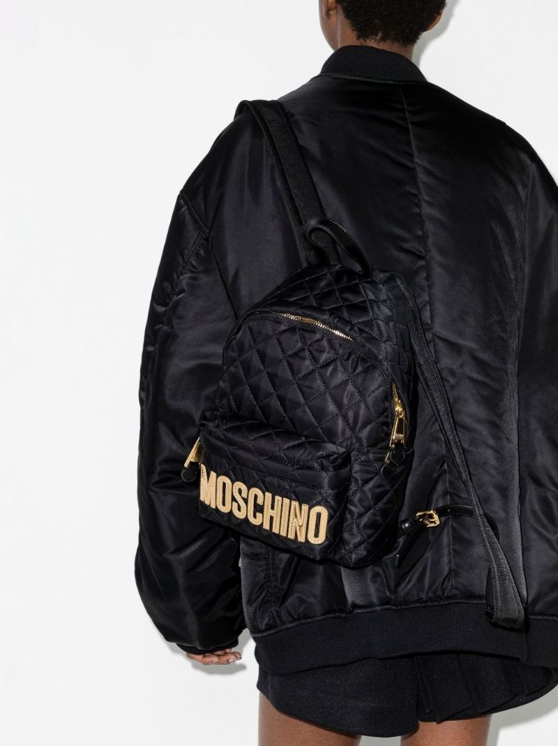 Black Mini Logo Quilted Backpack