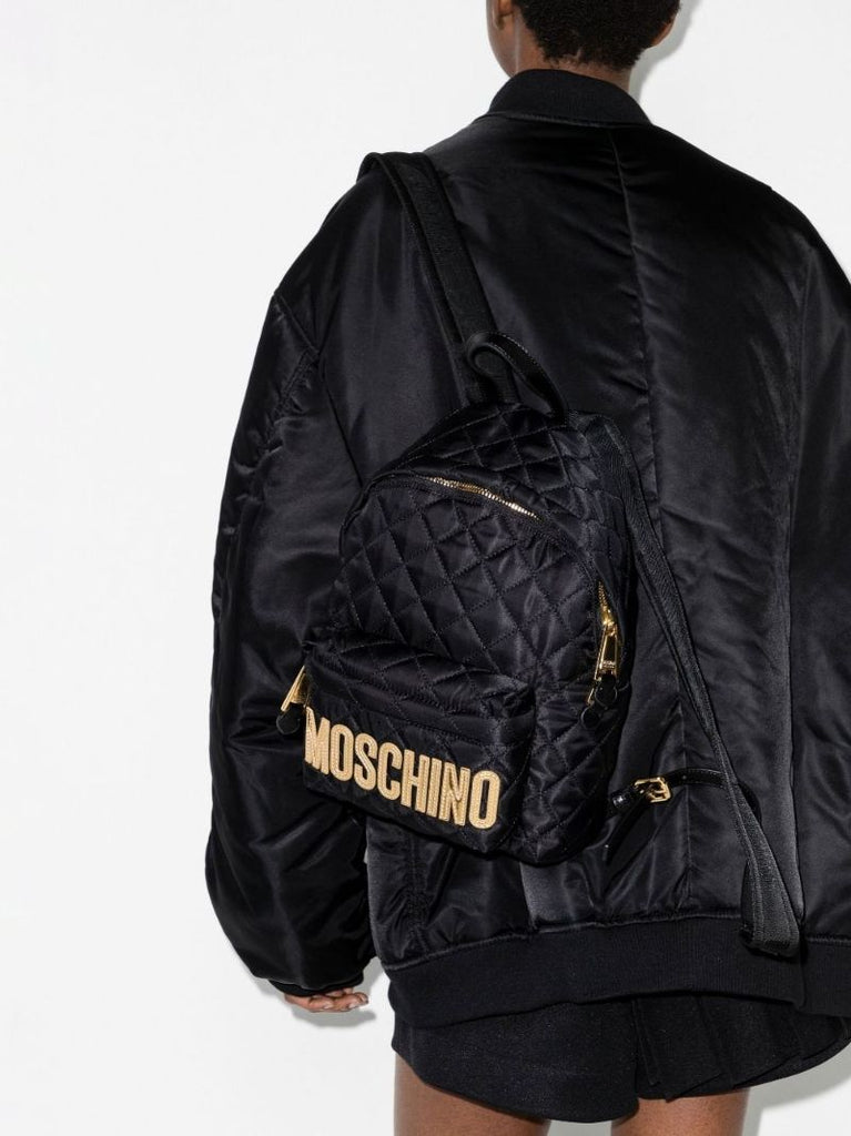 Black Mini Logo Quilted Backpack