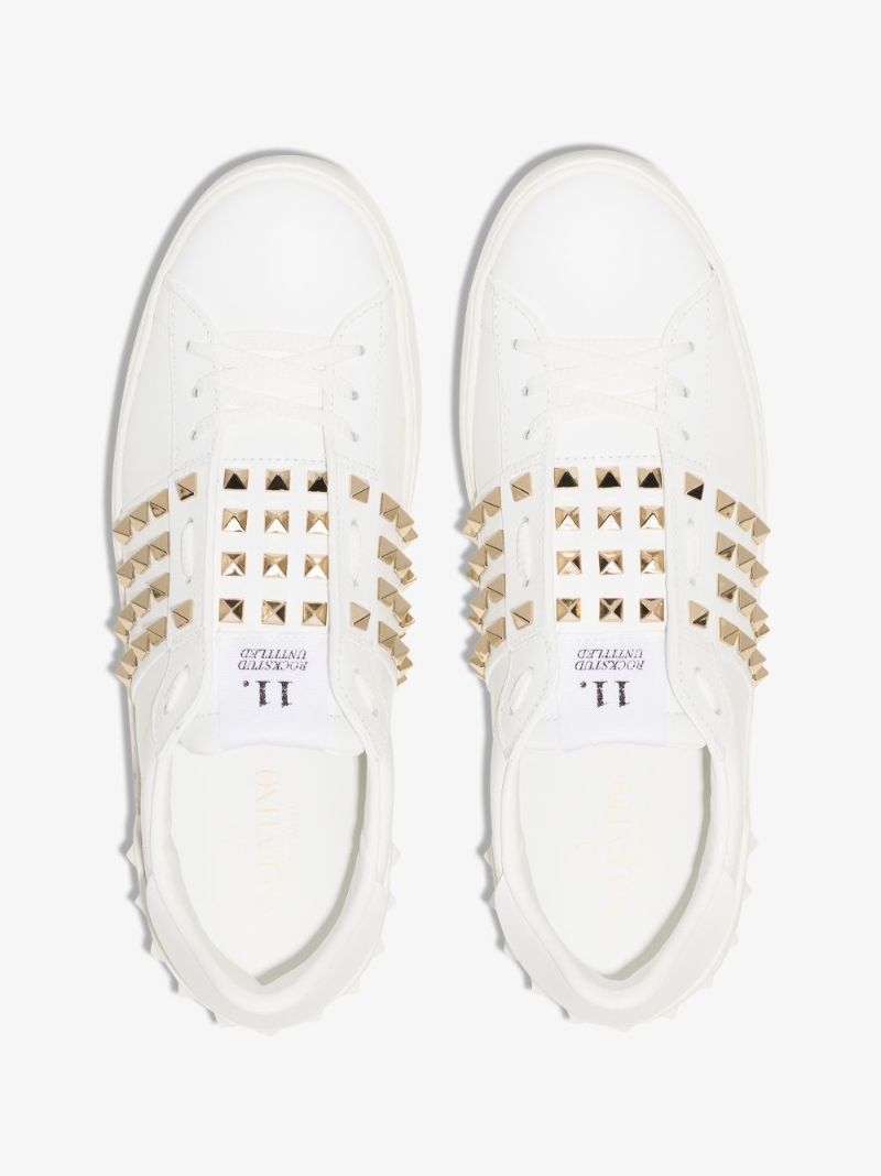 White Rockstud Untitled Low Top Leather Sneakers