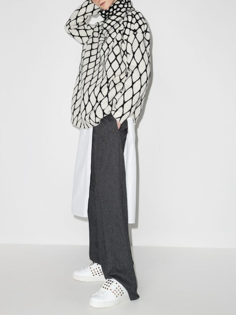 White Rockstud Untitled Low Top Leather Sneakers