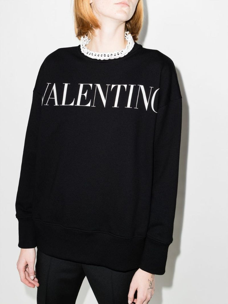 Logo Lace Cotton Sweatshirt