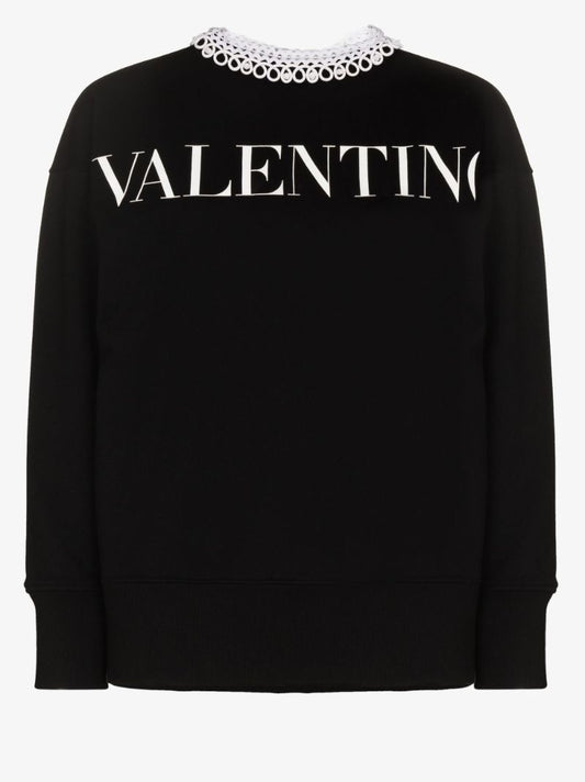Logo Lace Cotton Sweatshirt