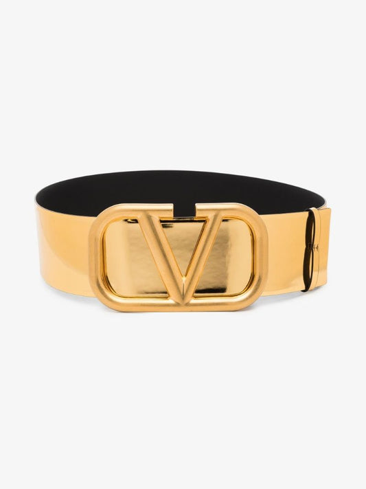 Gold Tone Vlogo Signature Leather Belt