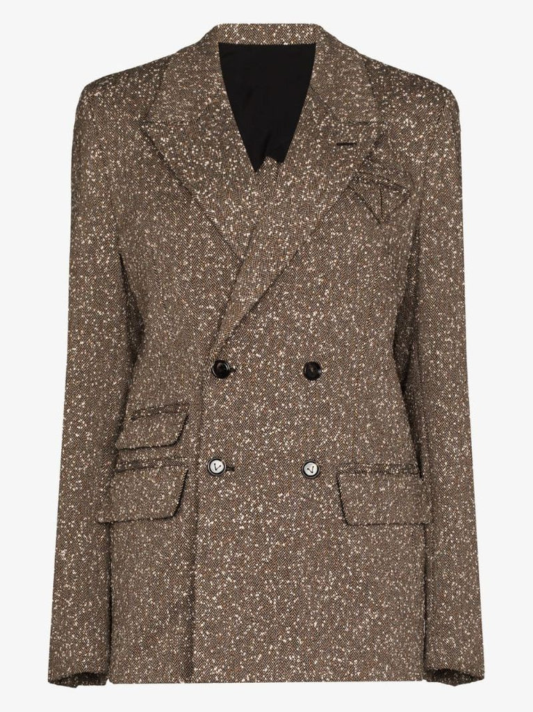 Double-breasted Herringbone Blazer